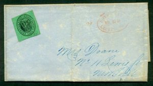 1849 2¢ Boyd's City Express (20L7) tied w/red Express Co. hdstp, Adams Ex sender