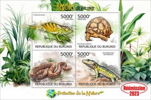 BURUNDI - 2023 - Red List of Reptiles - Perf 4v Sheet - Mint Never Hinged