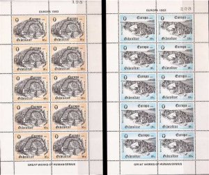 Gibraltar - 1983 Europa Great Works Human Genius Set of 2 10 Stamp Sheets #447-8