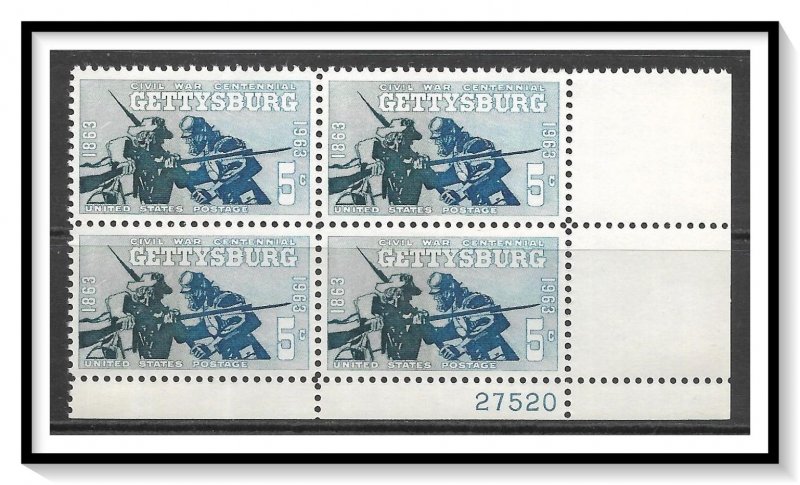 US Plate Block #1180 Gettysburg MNH