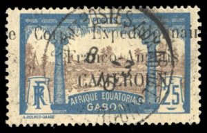 French Colonies, Cameroon #107 Cat$47.50, 1915 25c deep blue and chocolate, used