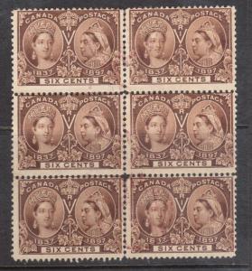 Canada #55 Used Block Of Six With Red Cancels 