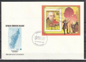 Malagasy Rep., Scott cat. 869. Composer Bach s/sheet on a First day cover. ^