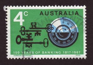 Australia 1967 Sc#425, SG#410 4c Green Keys & Combination Lock USED.