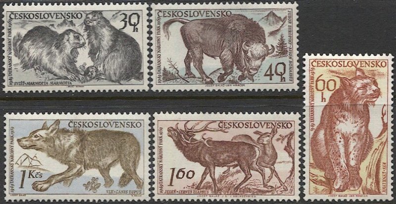 CZECHOSLOVAKIA 1959 Sc 933-937 Set of 5, MNH VF Fauna / Animals of Tatra's