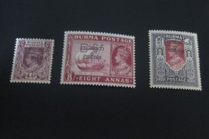 Burma 1947 Sc 110-11,115 MH