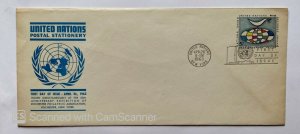 UN POSTAL STATIONARY , POSTAL CARD 	UNITED NATIONS 	1963	UN, NEW YORK 		