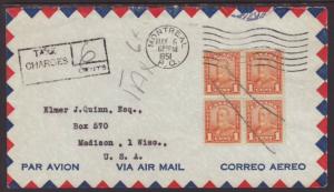 Canada to Madison,WI 1951 Customs Due Airmail Cover