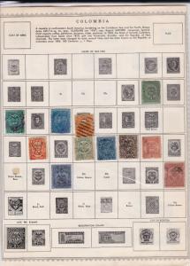 colombia stamps on album page  ref 13543