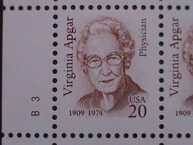 ​UNITED STATES 1994 SC#2179 VIRGINIA APGAR-PHYSICIAN-MNH IMPRINT PLATE  BLOCK-