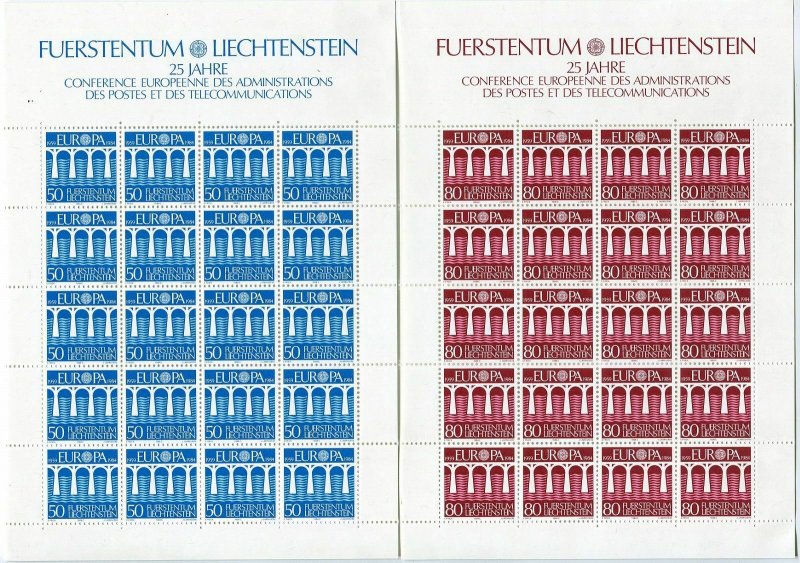 Liechtenstein 779-780 sheets,MNH.Michel 837-838. EUROPE CEPT-1984.Bridge.