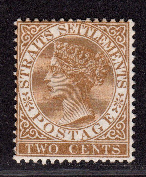 $Straits Settlements Sc#10 M/H/F-VF, hinge remnant, Cv. $42.50