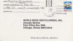 United States A.P.O.'s [25c] E Earth 1988 Army Postal System, APO SF 96218 Ta...