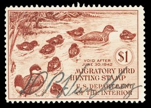 Scott RW8 1941 $1.00 Federal Duck Stamp Used F-VF Cat $50
