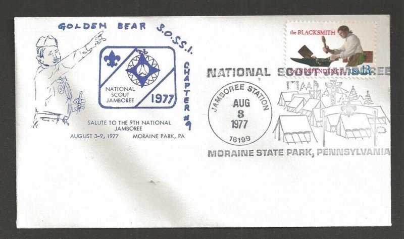 1977 US National Boy Scout Jamboree East Moraine cancel Golden Bear SOSSI 