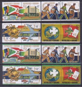 Burundi 460-463 & C199-202 MNH OG 1974 UPU Centenary Full Pairs Set VF