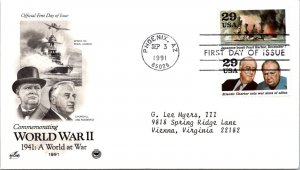 FDC 1991 SC #2559 Pearl Harbor & Atlantic Charter - Phoenix AZ - Pair - J2689