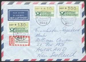 GERMANY 1987 Registered airmail cover to New Zealand - nice franking.......11263