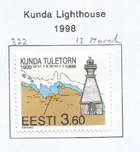 ESTONIA - 1998 - Kunda Lighthouse - Perf Single Stamp - Mint Lightly Hinged