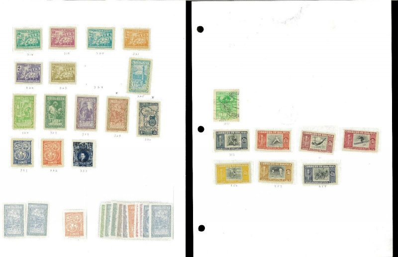 Bolivia 1940-1966 Mint, Used & in Mounts on a Mix of 40+ Printed & Blank Pages