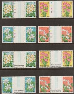 Tuvalu 92 - 95 - Flowers. Gutter Pairs.  MNH. OG. #02 TUVU92s