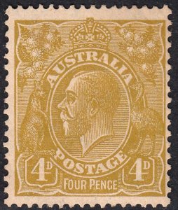 1933 AUSTRALIA KGV 4d YELLOW OLIVE (SG#129) MH VF