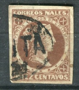 COLOMBIA; 1876 classic United States of Colombia used Shade of 10c.