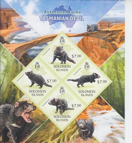 2013 Solomon Is Tasmanian Devil MS4 (Scott 1313) MNH