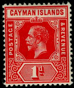 CAYMAN ISLANDS SG42, 1d red, VLH MINT.