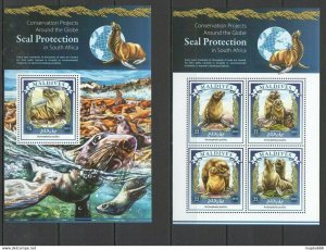 2015 Maldives Fauna Marine Life Seal Protection South Africa 1Kb+1Bl ** Ml181