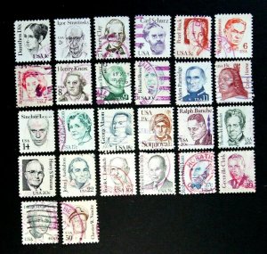 US #1844-69 Used Specialty RED Lot of 26 Great Americans 1980-85