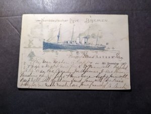 1897 Germany Norddeutscher Lloyd Menu Seapost Postcard Cover to Yokohama Japan