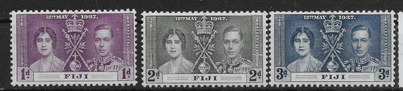 FIJI SG246/8 1937 CORONATION SET MTD MINT 