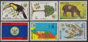 Belize 1981-1982 SC 594-599 MNH Set Birds Animals 