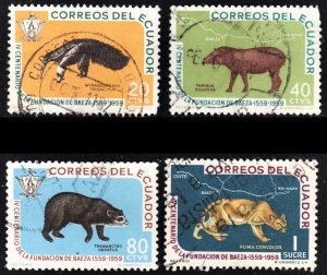 Ecuador Scott 657-60 complete set F to VF used.  Free...