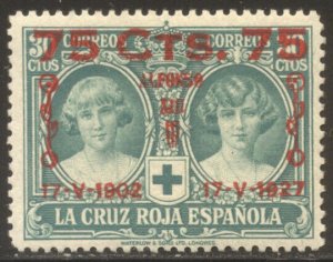 SPAIN #B40 Mint NH - 1927 75c on 30c Green