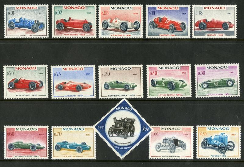 MONACO 648-661, C73 MNH SCV $10.35 BIN $5.50 CARS