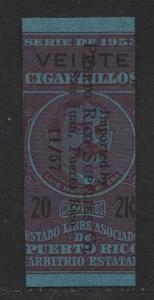 $US/Puerto Rico 1953 Cigarette Revenue 20 @ 21c