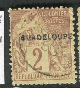 FRENCH COLONIES; GUADELOUPE 1890s classic Optd. issue fine used 2c.