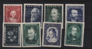 Austria 1951-52 eight stamps sg.1229, 1230, 1232-5, 1239, 1240 MH (cat val £82)