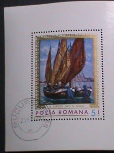 ROMANIA-1989-FAMOUS PAINTING-SAILING BOAT CTO S/S-VF WE SHIP TO WORLD WIDE