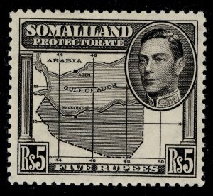 SOMALILAND PROTECTORATE GVI SG104, 5r black, LH MINT. Cat £32.