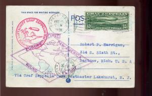 Scott C13 Graf Zeppelin Used Stamp on Flight Post Card (Stock C13-137)