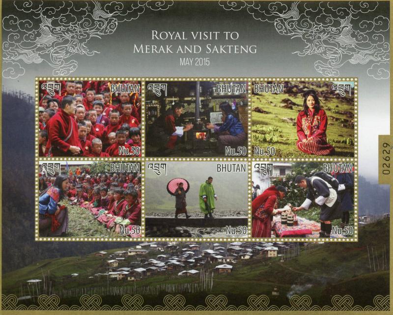 Bhutan 2015 MNH Royal Visit to Merak & Sakteng 6v M/S Jigme Wangchuck