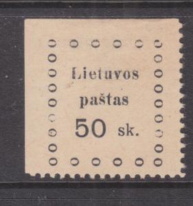 LITHUANIA, 1919 2nd. Kaunus, 50s. Black on Buff, unused.