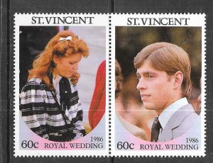 ST.Vincent #958 & 959   1986 Royal Wedding (MNH) CV$2.90