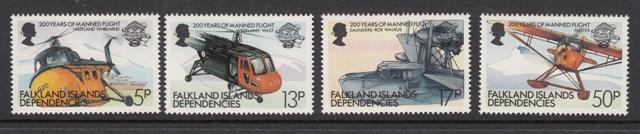 Falkland Isls Deps 1L80-3 Airplanes mnh