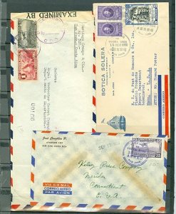 COSTA RICA  LOT of (3) AIRMAIL COVERS incl. (1) CENSORED