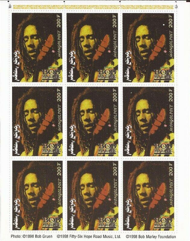 Mongolia - 1998 Bob Marley - 9 Stamp Sheet -   13F-035