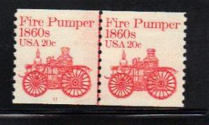#1908 MNH Line Pair  #11 20c Fire Pumper 1981-84 Issue